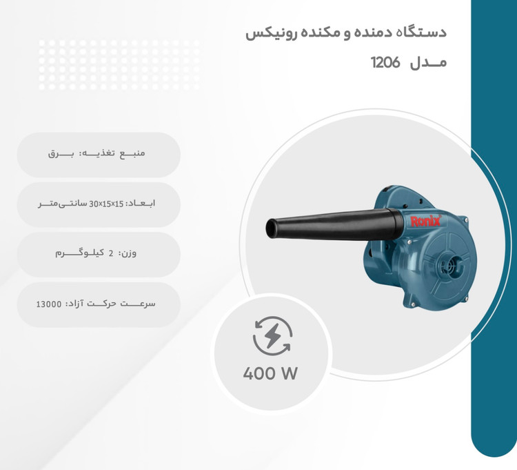 بلوور صنعتی دیمر دار ٢٠٠ وات رونیکس مدل 1206